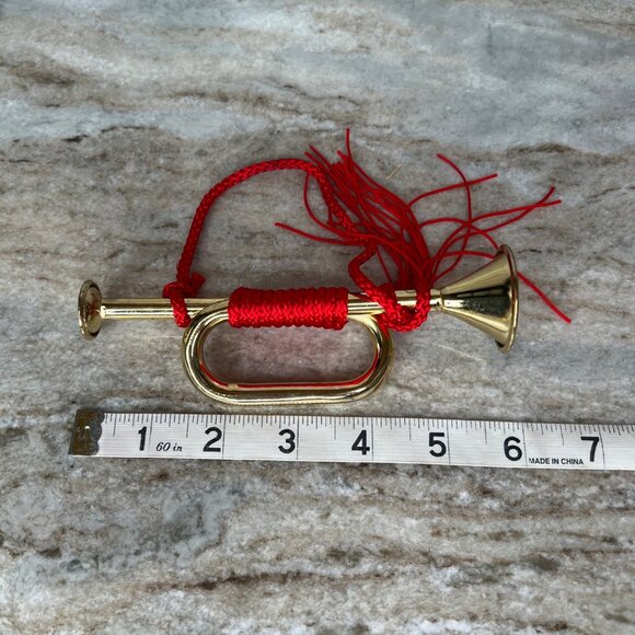 Vintage Set of 10 Metal Gold Toned Musical Instrument Christmas Ornaments - Picture 8 of 15